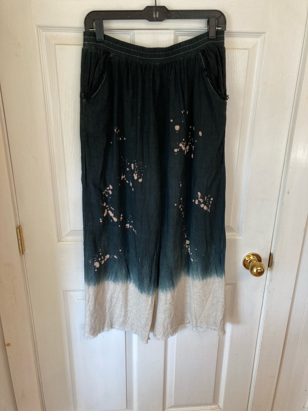 Umgee Black to Cream Dip-Dye Wide Leg with Splatter Detail